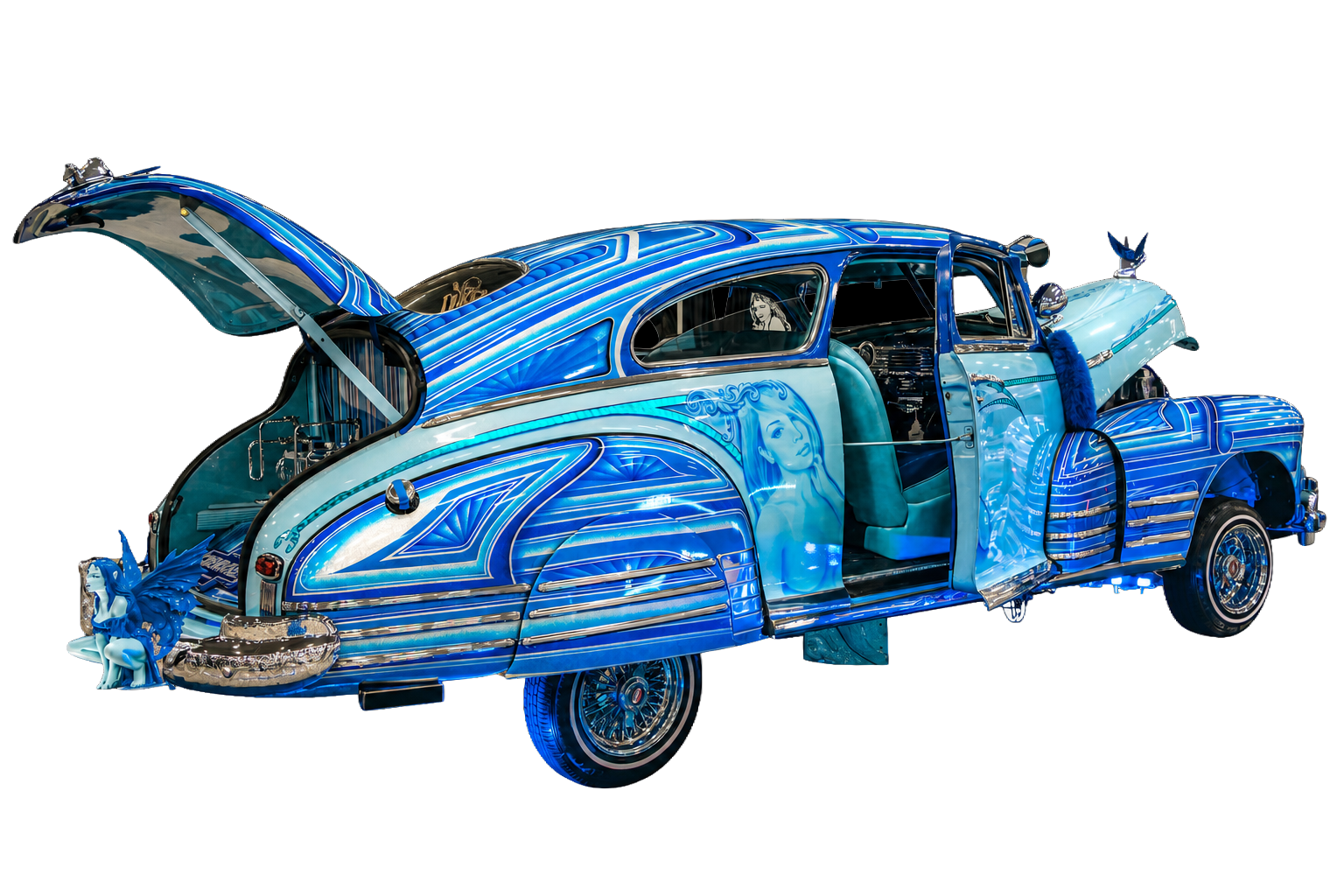 Blue custom lowrider car